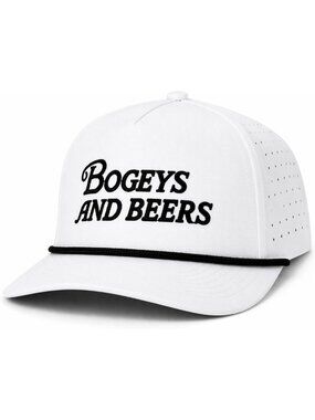 Funny Golf Hat - Adjustable Snapback, Moisture-Wicking, White & Black Rope